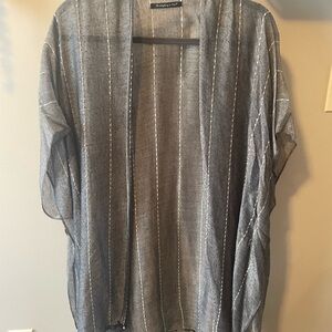 Sheer Blue-Gray Striped Kimono